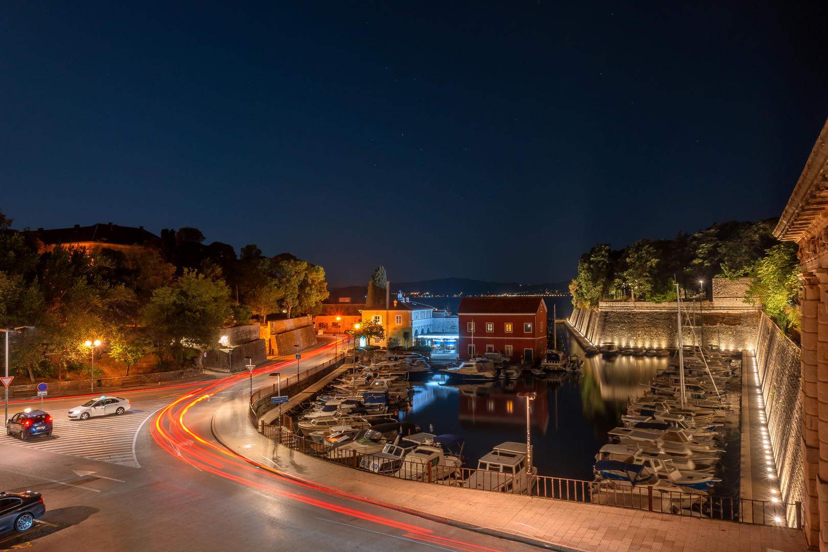 CROATIA - ZADAR - HARBOUR FOSA BY NIGHT