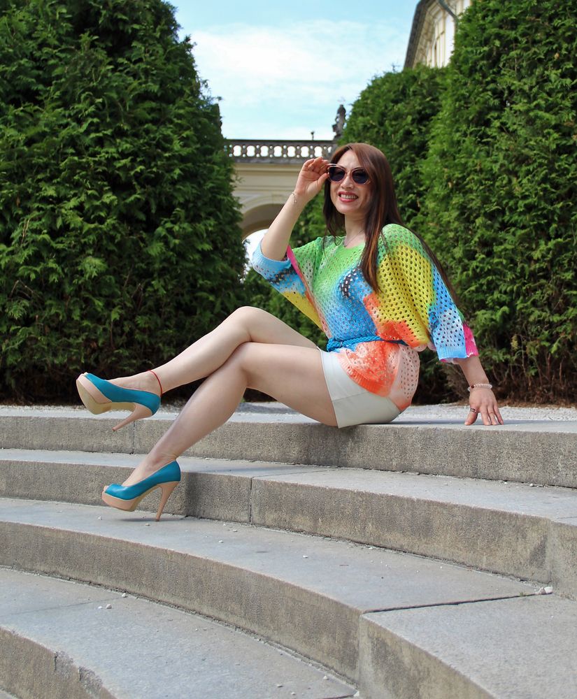 Crossed legs on the stairs