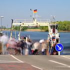 Crossing river Elbe with ferry Zollenspieker - Hoopte in Hamburg, Germany