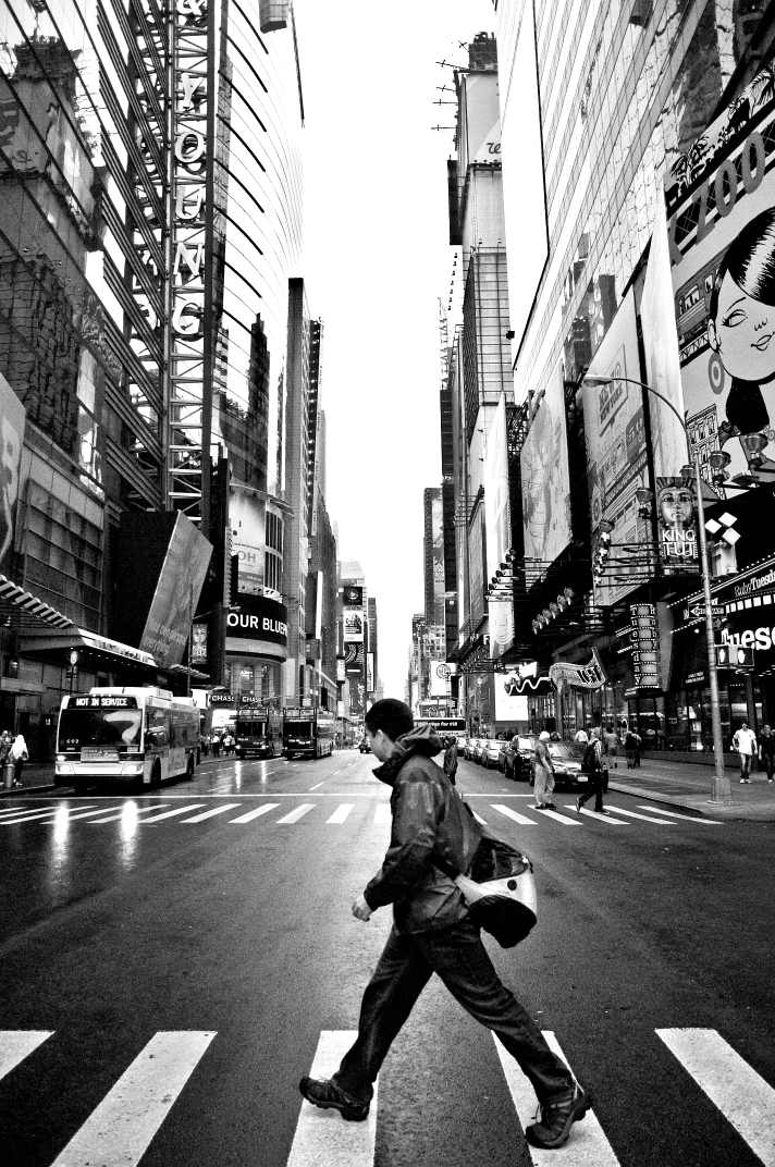 crosswalk at times square, new york city