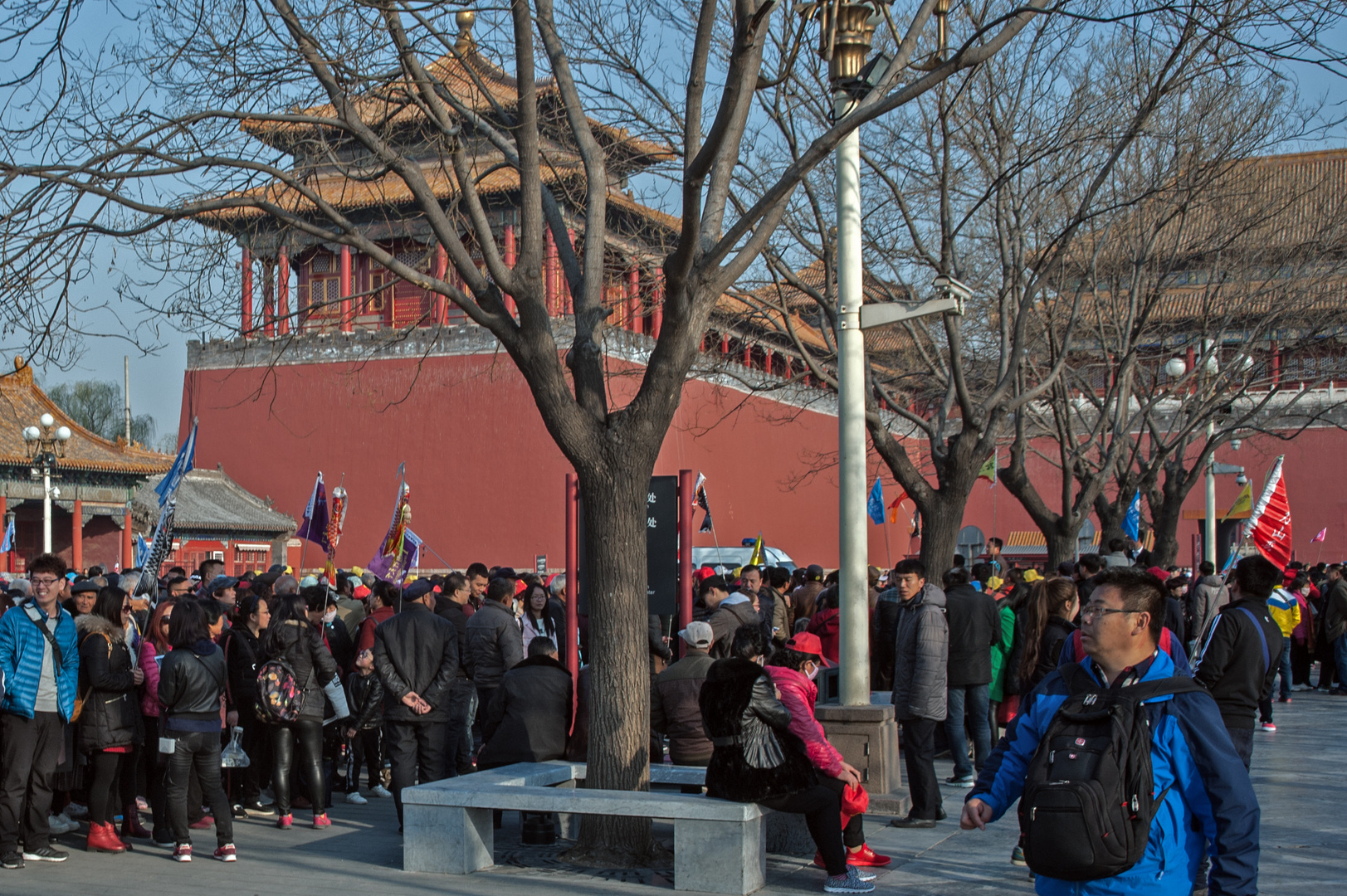 Crowd of tourists enter the Forbidden City