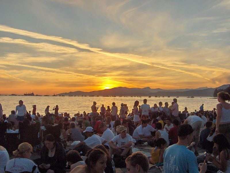 Crowded Beach (Sunset)