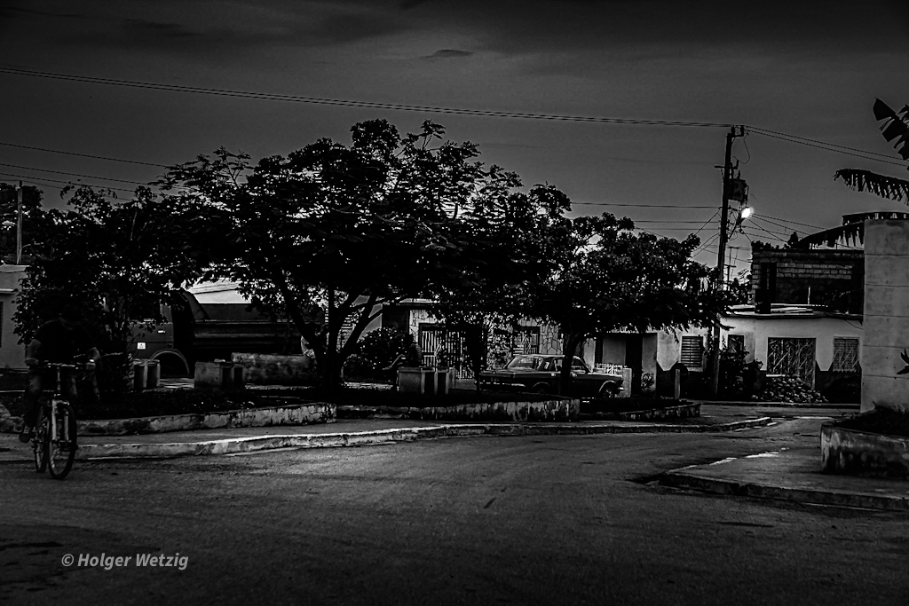 Cuban b/w sunset in rural area 