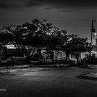 Cuban b/w sunset in rural area 