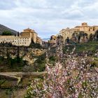 Cuenca a través de un almendro en flor 