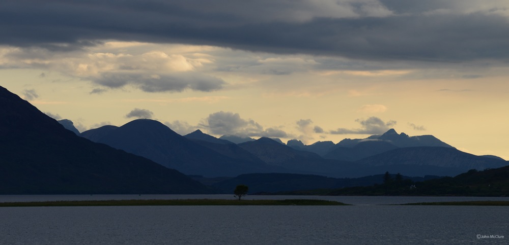 Cuillin Ridge on Skye from Dornie