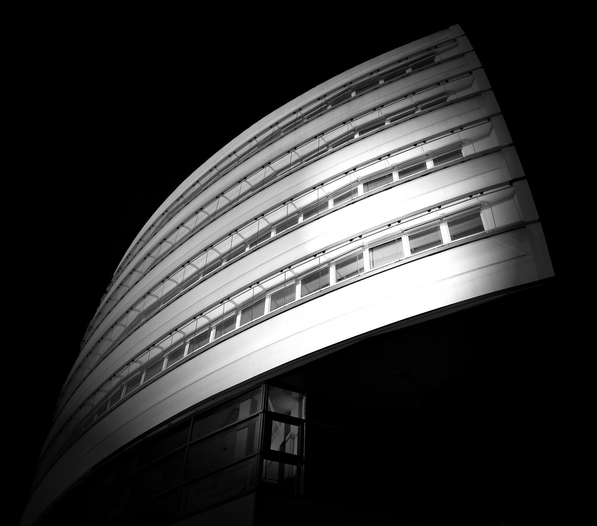 curved outward 