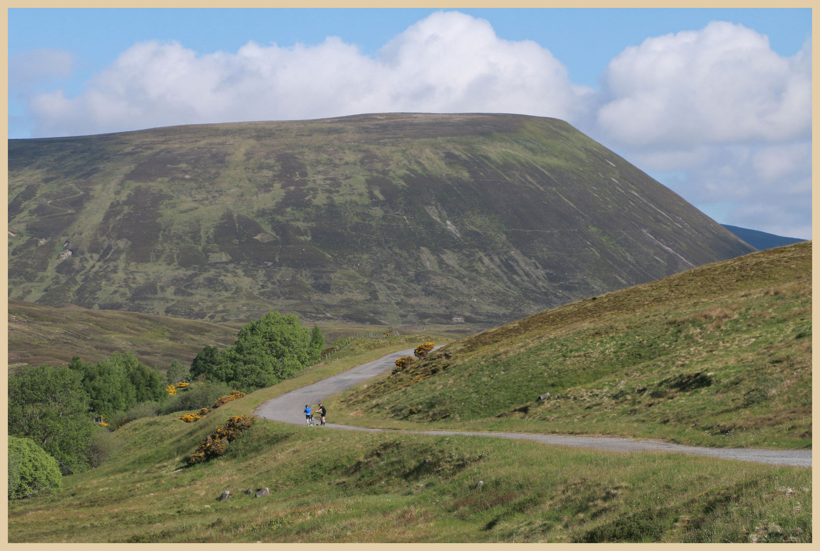 cyclists on the old road near drumochter