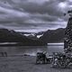 Landsend mit einer Bank; Seward, Alaska