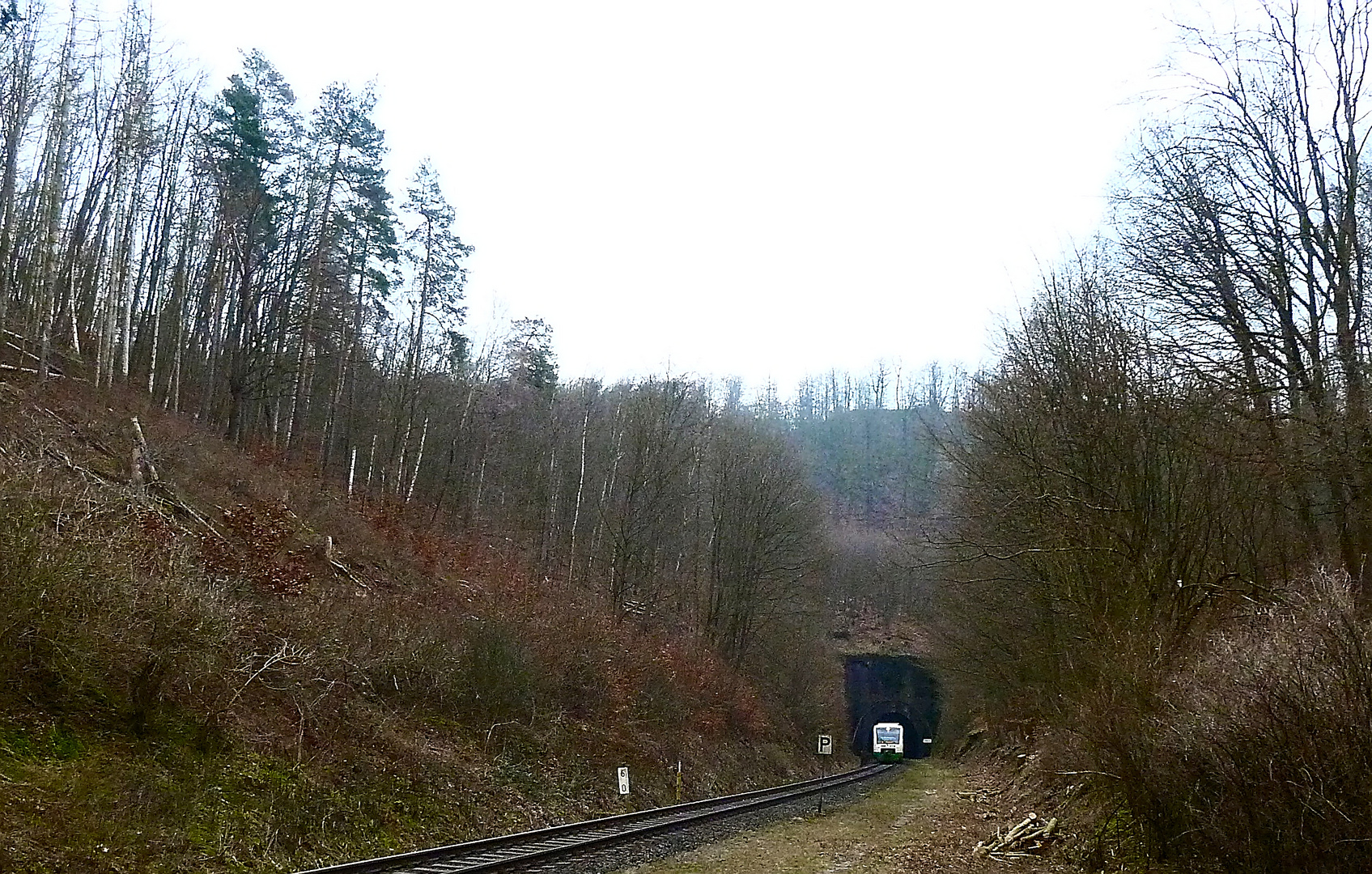 Da kommt die Bahn aus dem Tunnel