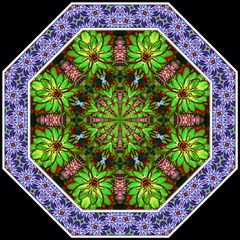 Dahlien-Kaleidoskop, gezeichnet