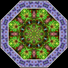 Dahlien-Kaleidoskop, gezeichnet