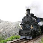 Dampfbahn Furka Bergstrecke vor dem Rhonegletscher