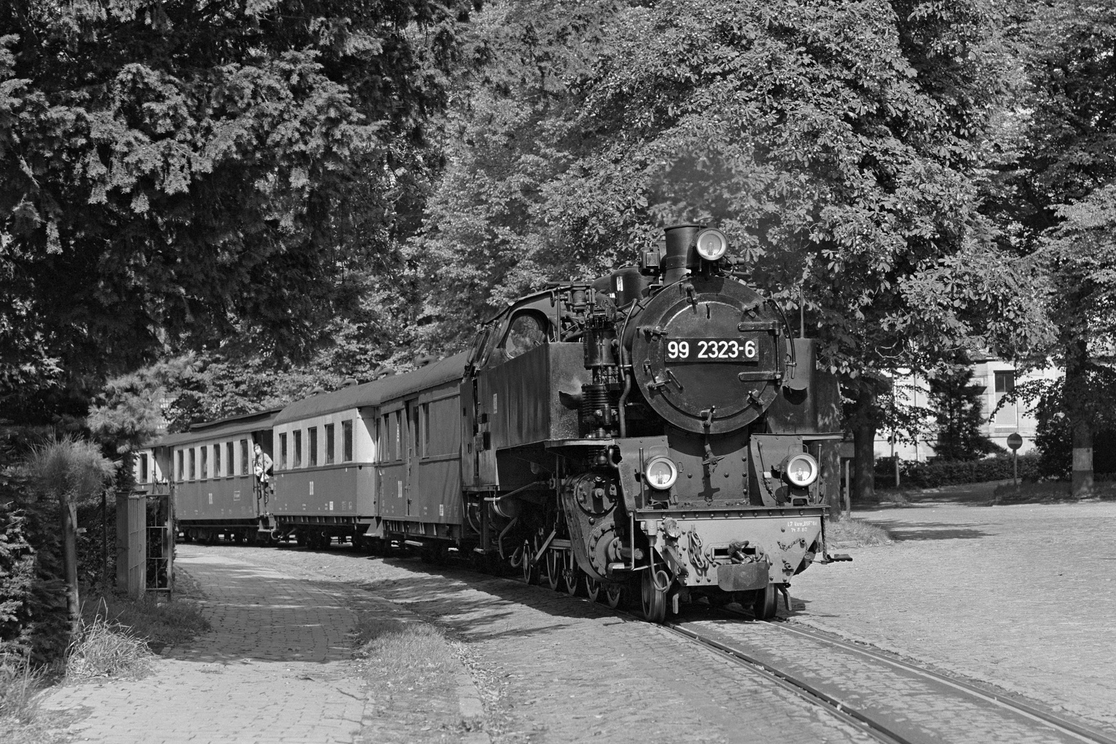 Dampfbahn vor dem Gartentor