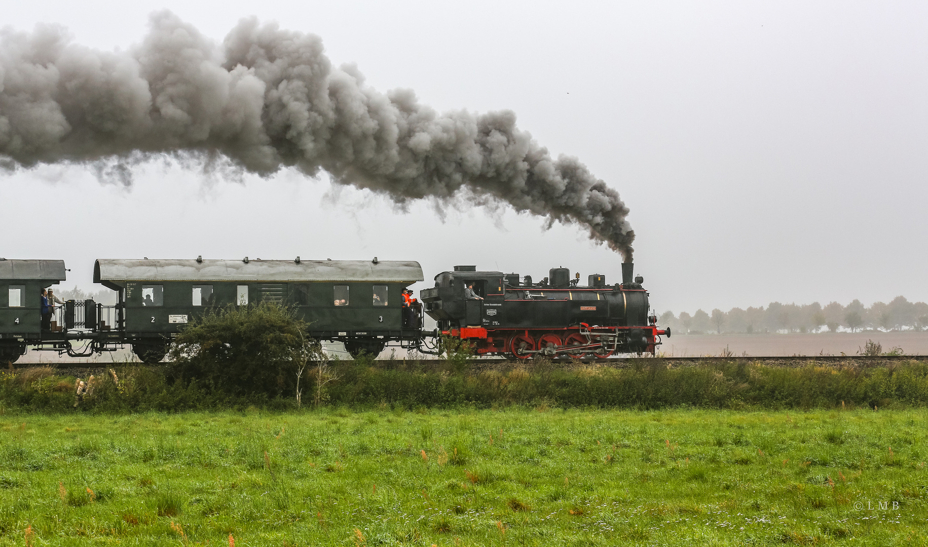 Dampfeisenbahn im Nebel