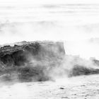 Dampfender Strand auf Island