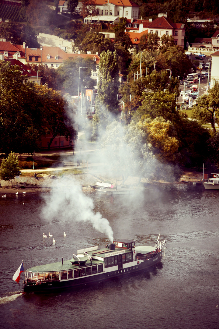 Dampfer auf der Moldau