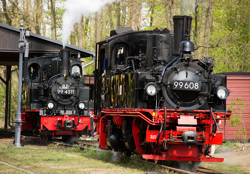 Dampflok 994511 und 99608 im Einsatz zum Jubiläum.