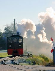 Dampflok im Gegenlicht