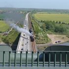 Dampflok vor der Fehmarnsund Brücke