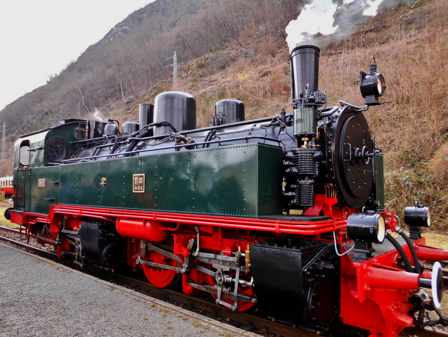 Dampflokomotive 11sm, Bauart Mallet auf Einstellungsfahrt in Brohl