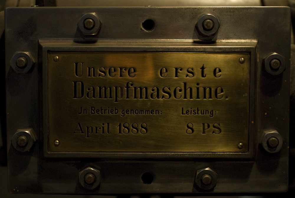 Dampfmaschine im Manuelskotten in Wuppertal - Schild