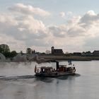 Dampfschiff auf der Elbe-Höhe des Zollenspiecker Fährhauses