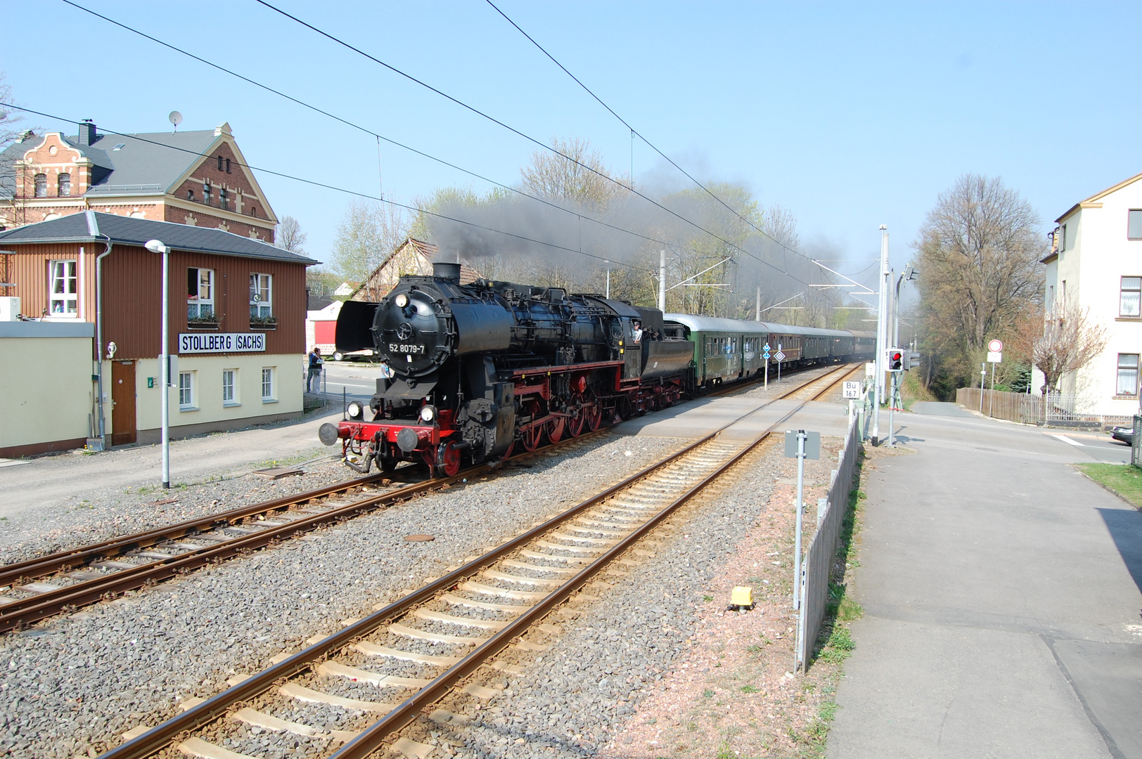 Dampfsonderzug 528079-7 Einfahrt in den Stollberger Bahnhof
