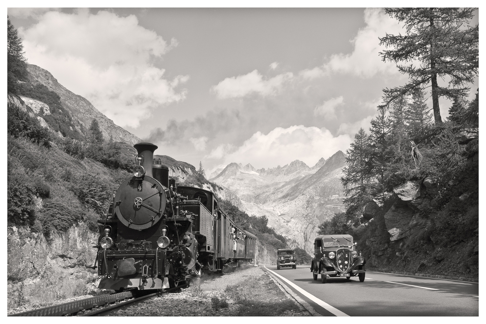 Dampfzug im Stil der 1930er Jahre