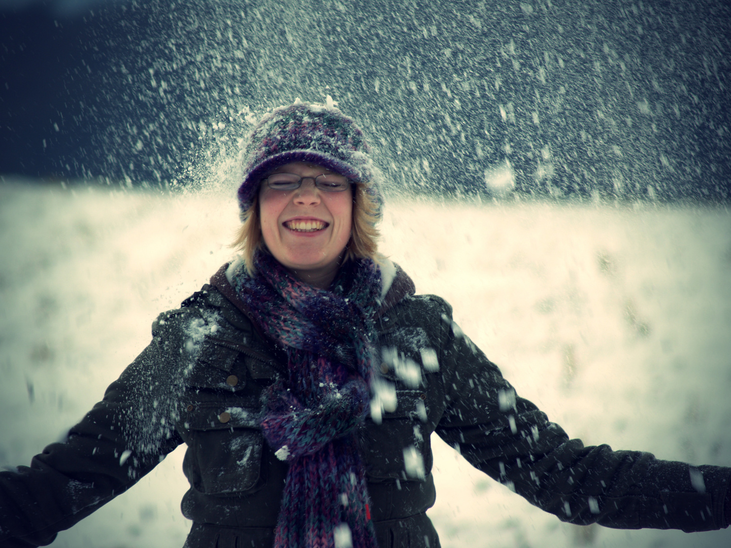 Dancing in the snow.