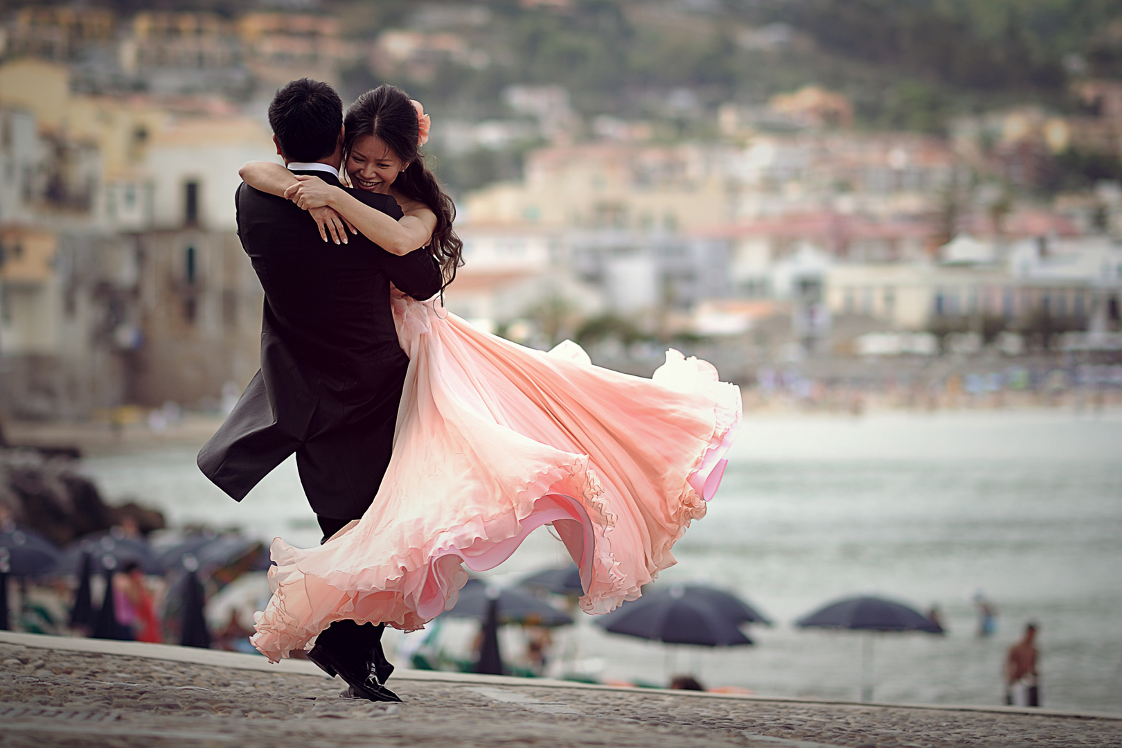 Dancing on the beach of Cefalù.