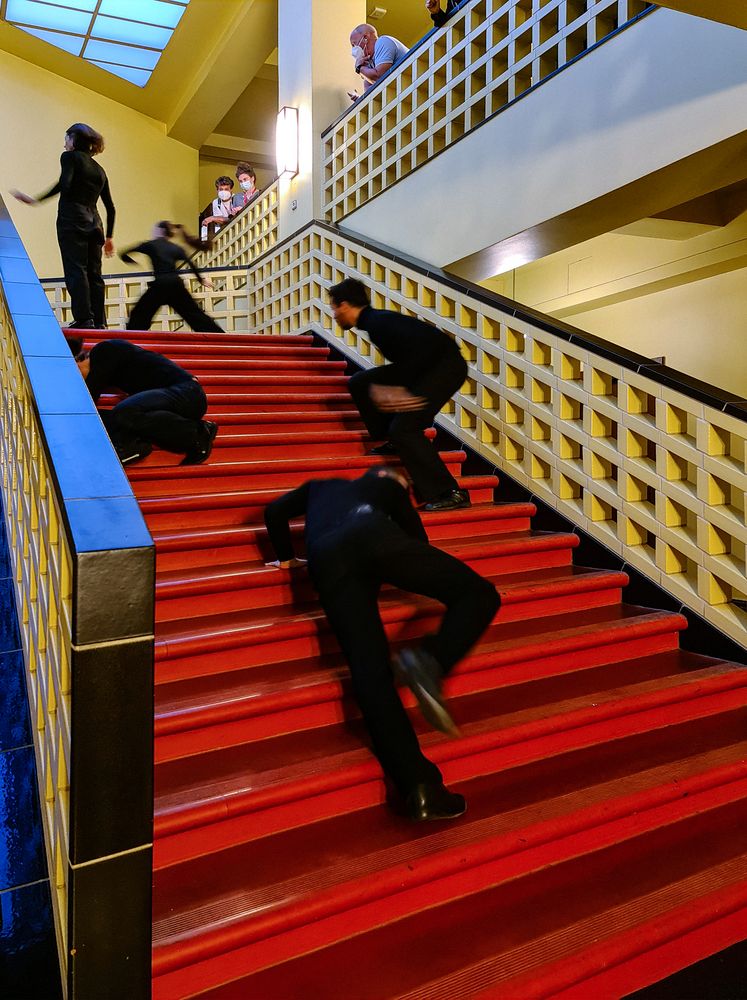 Dancing on the steps