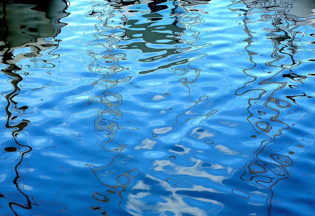 dans l'eau du port....