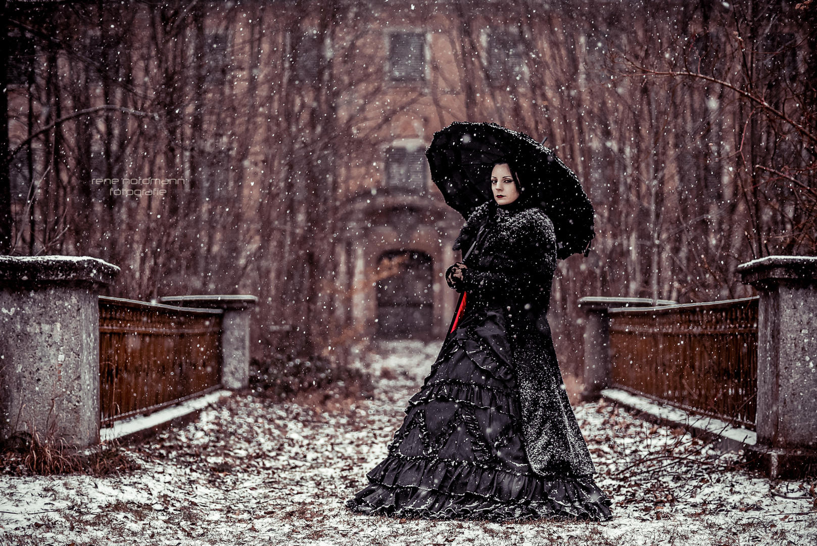 Dark lady in the snow