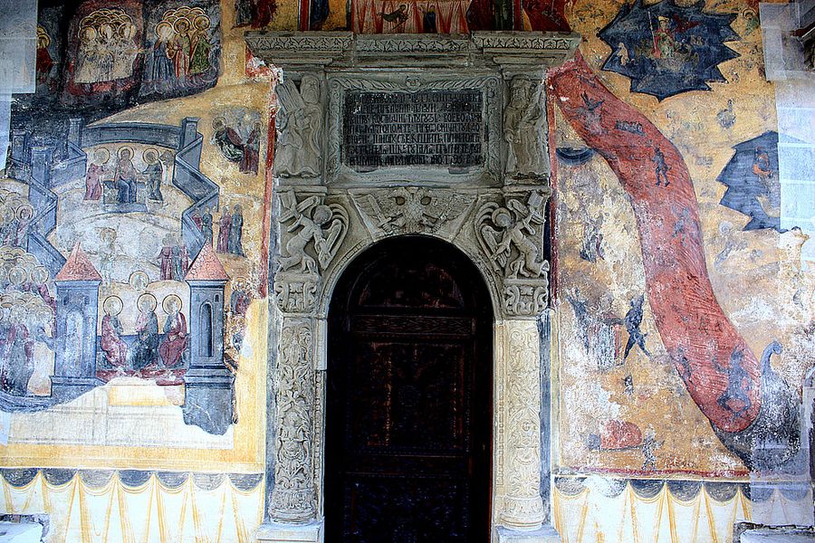 Darst. von Himmel und Hölle im Kl. Sinaia an der Vorh. d. alten Klosterkirche