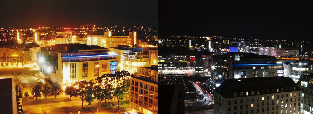 Das abendliche Dresden 2005 und 2015