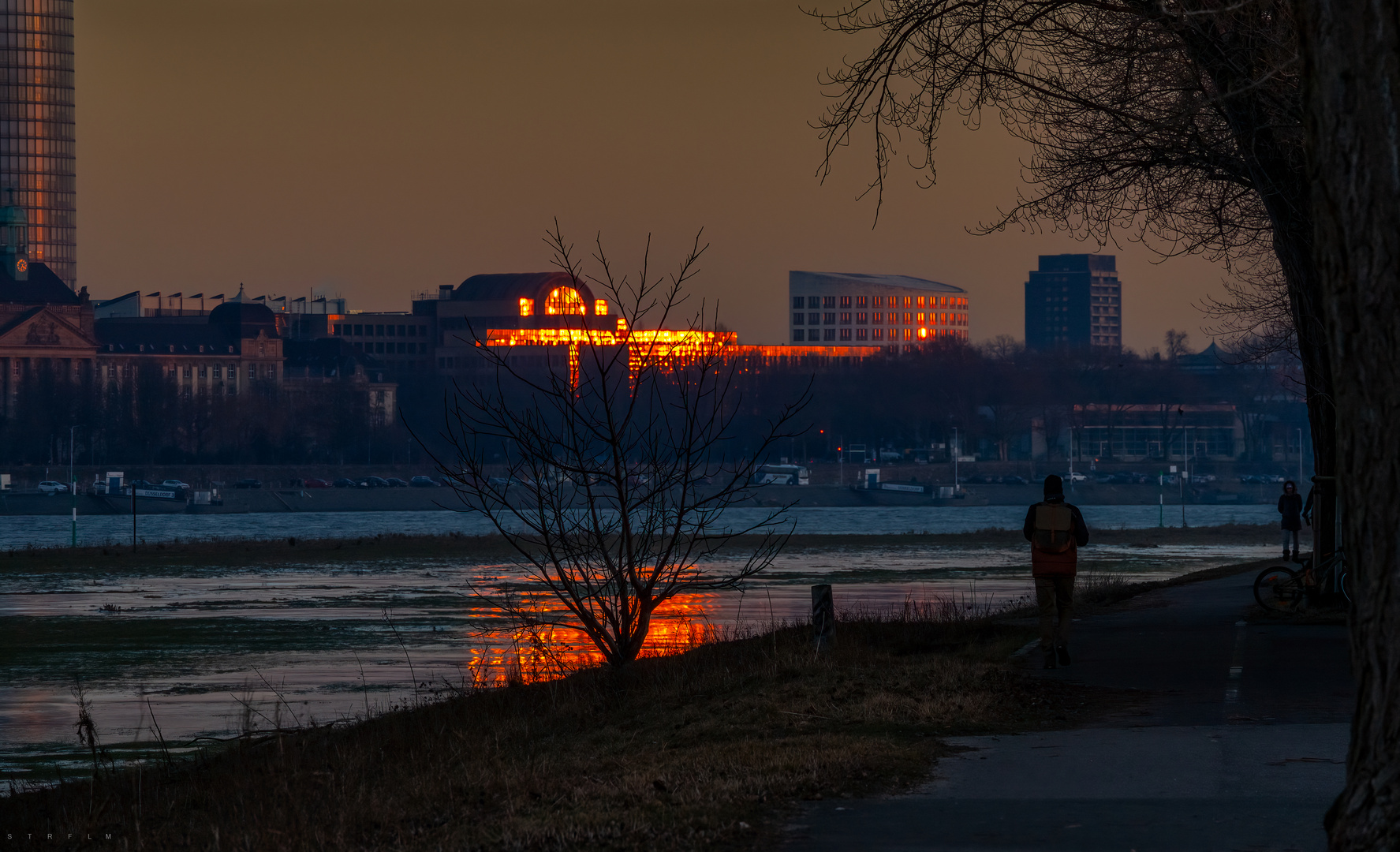 Das Alpenglühen am Rhein