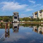 Das alte und neue Schiffshebewerk Niederfinow am Oder-Havel-Kanal 