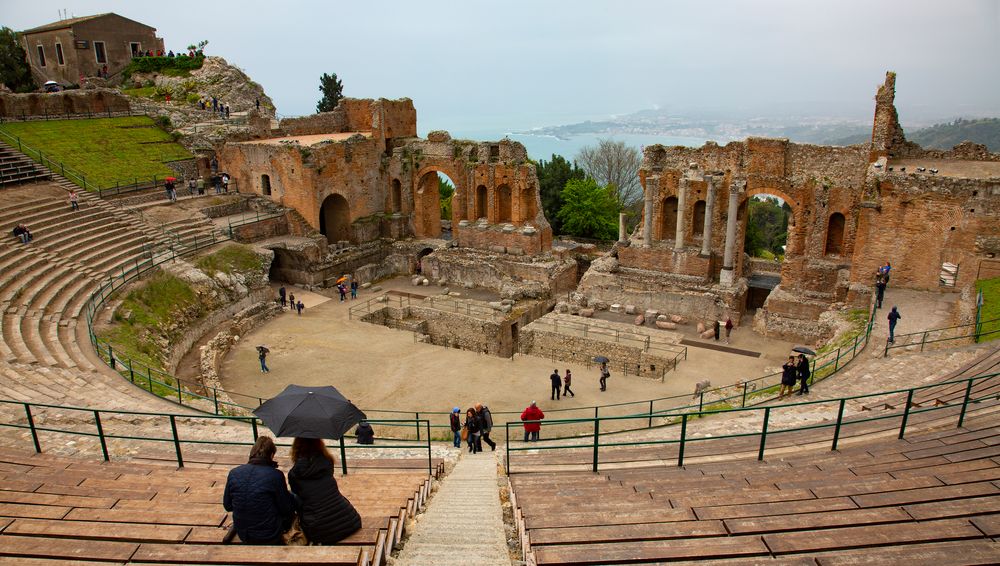 Das Amphitheater von Taormina Foto & Bild italy, world, panorama