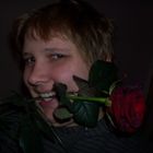 Das bin ich mit einer Rose