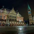 Das Bremer Rathaus und der Dom am späten Abend