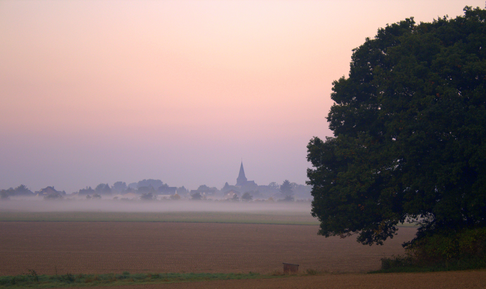 Das Dorf im Morgennebel