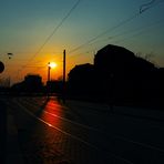 Das Dresdner Schauspielhaus bei Sonnenuntergang...