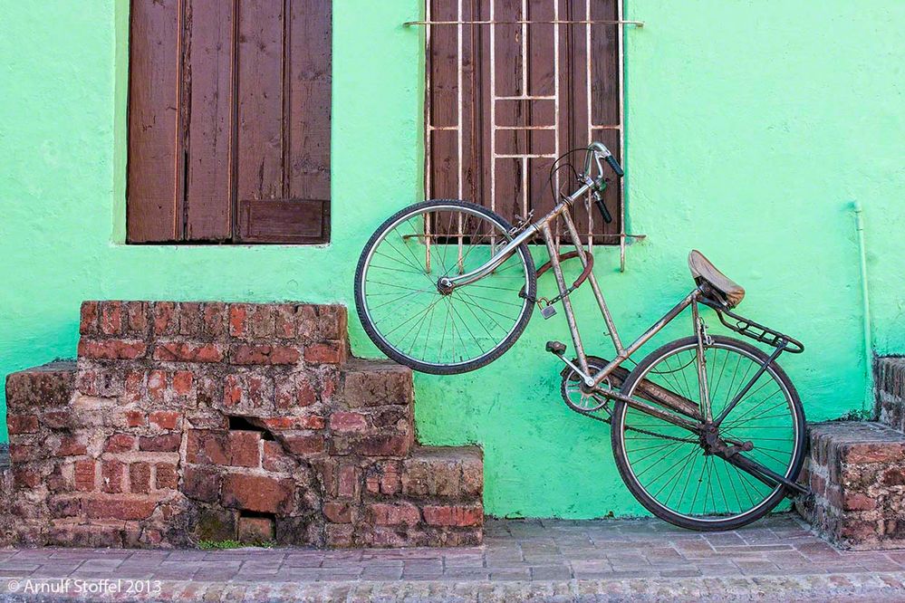 Das Fahrrad an der Wand