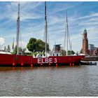 das Feuerschiff "Elbe 3" nach Restaurierung im Neuen Hafen
