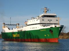 Das Frachtschiff    BORDEN     auf dem Nord-Ostsee-Kanal