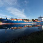 Das Frachtschiff TRANSANUND auf dem Nord-Ostsee-Kanal.