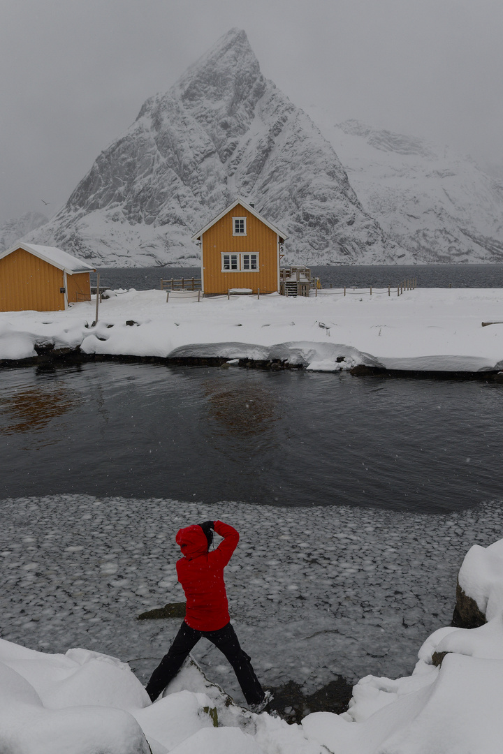 das gelbe Haus von Sakrisøy...