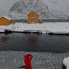 das gelbe Haus von Sakrisøy...