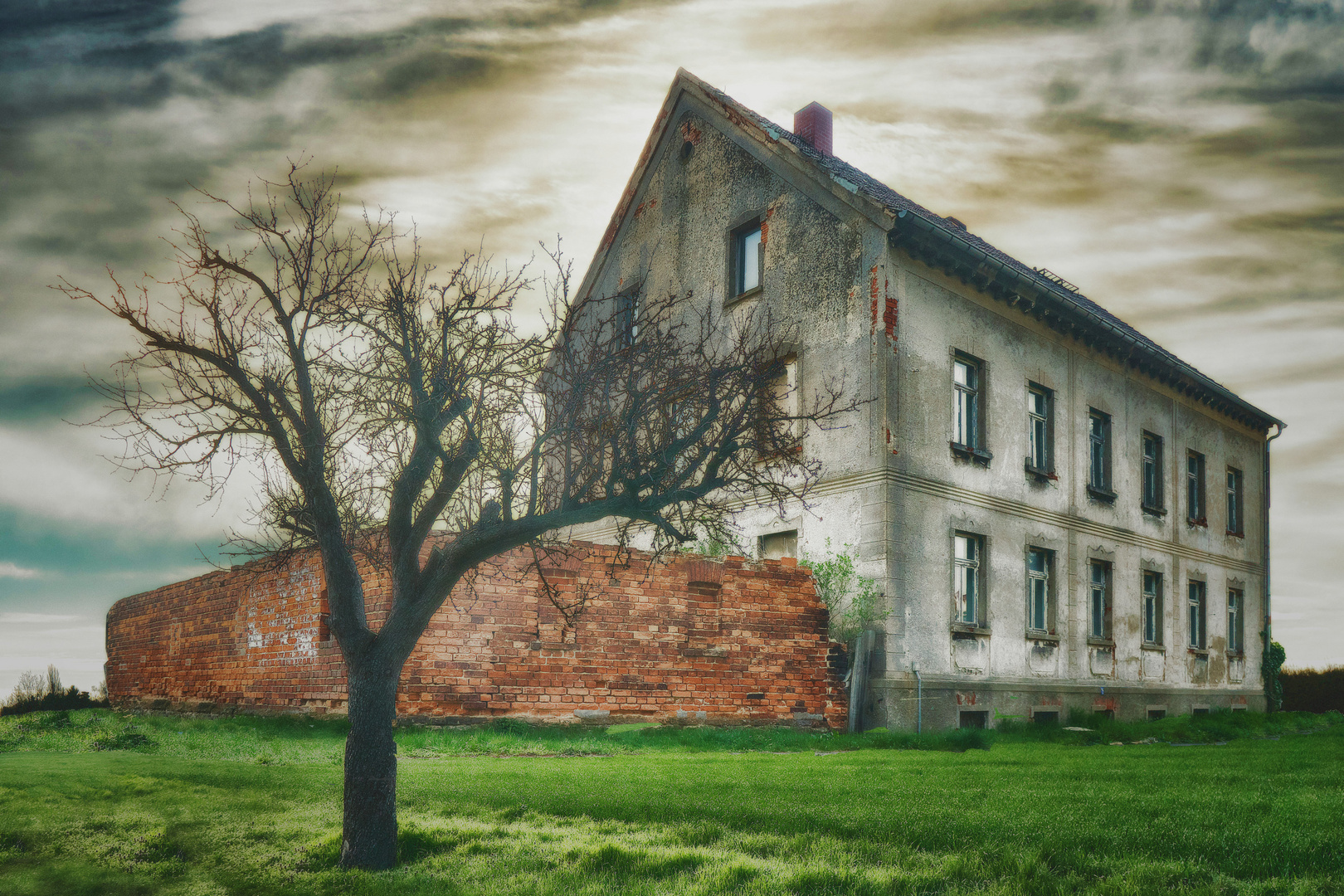 Das Haus hinter dem Baum